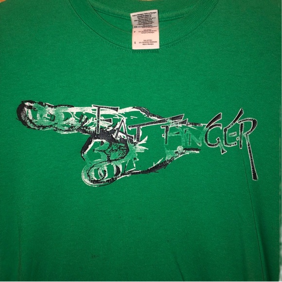 Vintage Gildan Fat Finger distressed tee shirt green sm - Picture 4 of 7